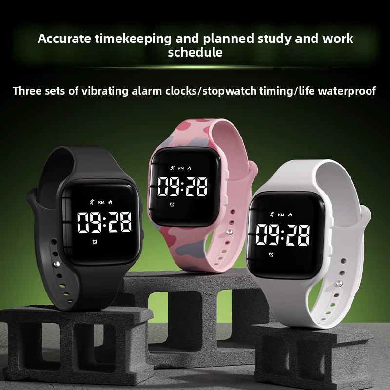 Smartwatch Watches For Kids - 子供向けLEDデジタル静音振動アラームスマートウォッチ。水泳に対応した防水仕様で、ティーンエイジャー向けのスポーツやランニングに最適。歩数計機能付き。