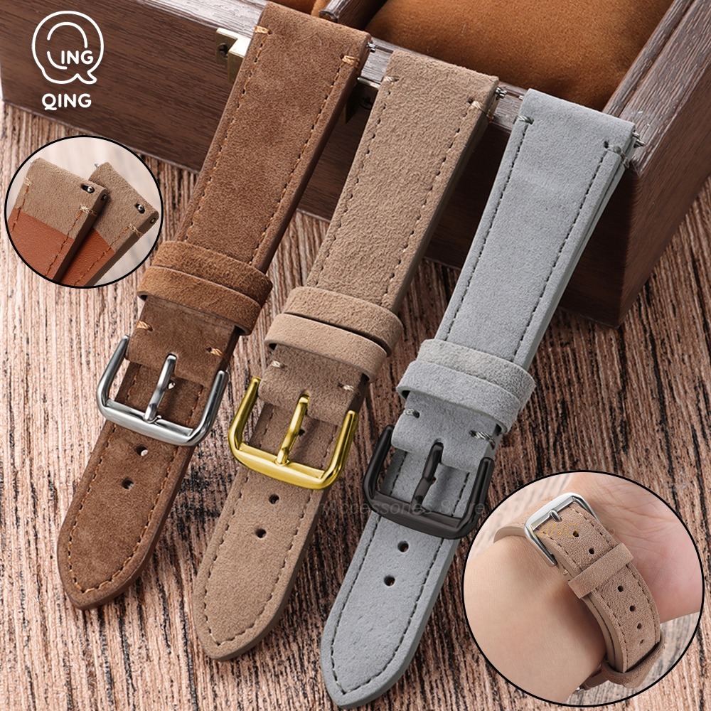 Smartwatch Vintage Watches For Women - 20/22 ミリメートルクイックリリース革時計バンドヴィンテージスエード時計ストラップユニバーサル男性女性交換ブレスレットスマートウォッチリストバンド