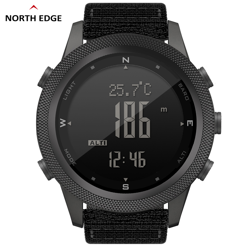 Altimeter Compass Watch - North Edge-apache-46デジタル時計,アウトドアスポーツ,ランニング,水泳,気圧計,コンパス,50m,男性用