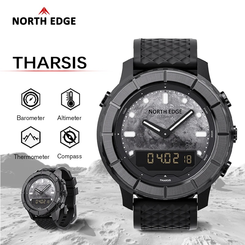 Altimeter Compass Watch - NORTH EDGE THARSIS メンズ カーボンファイバー製 デジタル腕時計