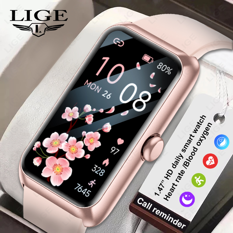 Watches Ladies Smartwatch - LIGE 新ファッションレディーススマートウォッチ女性フルタッチ 1.47 インチコールリマインダースポーツフィットネスブレスレット防水スマートウォッチ男性用
