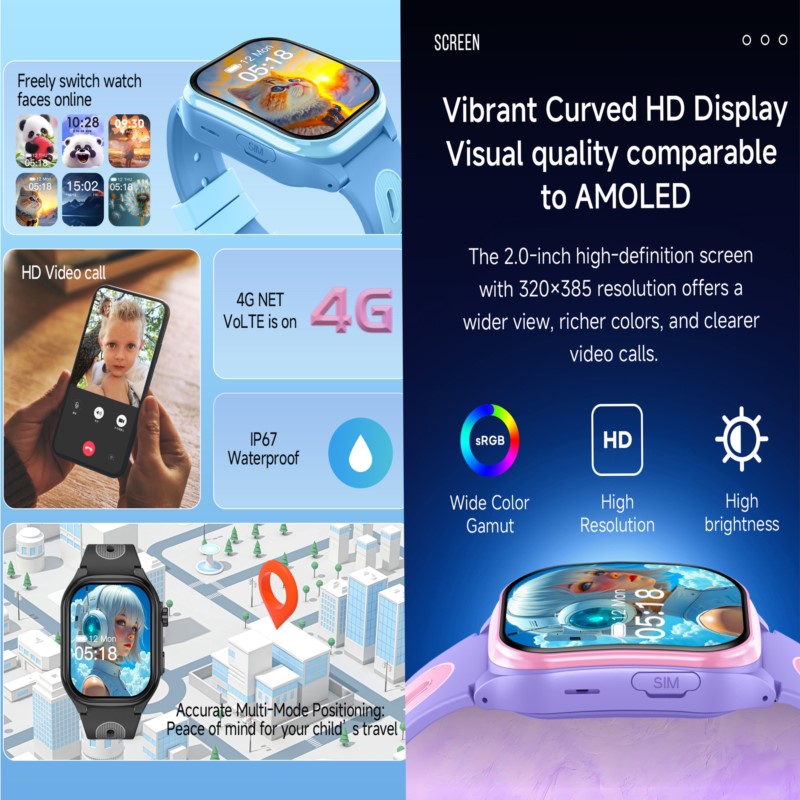 子供用4Gスマートウォッチ、2.0インチHD画面、2+16G - Smartwatch Watches For Kids With Gps のレビューと価格