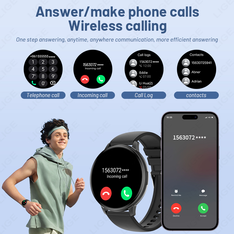 LIGE新型1.43インチBluetooth通話対応ファッシ - Watches Ladies Smartwatch のレビューと価格