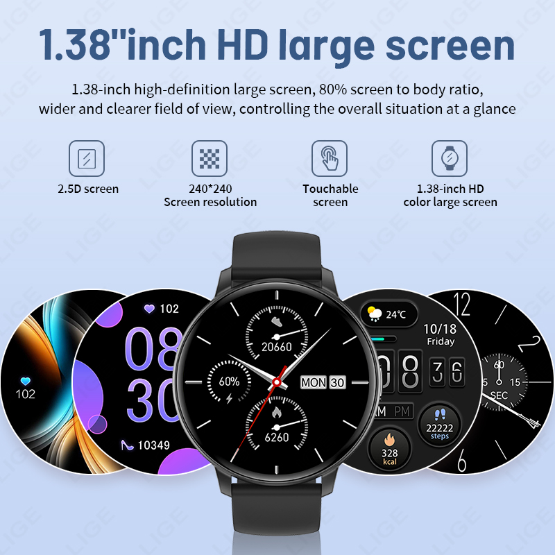 LIGE新型1.43インチBluetooth通話対応ファッシ - Watches Ladies Smartwatch のレビューと価格